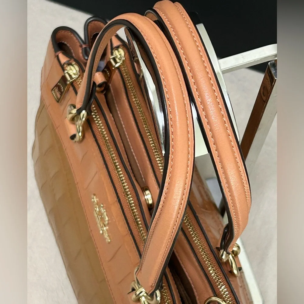 COACH Brooke Mini Croc Embossed and Smooth Leather in Colorblock Xbody/Satchel - Picture 9 of 14